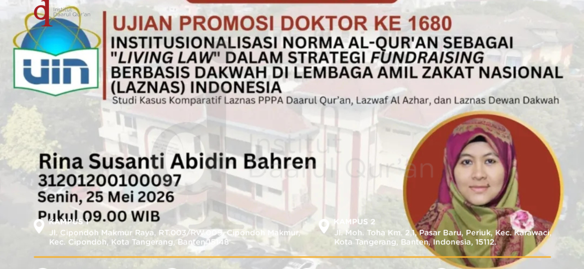 Wakil Rektor IDAQU Raih Gelar Doktoral Di UIN Jakarta
